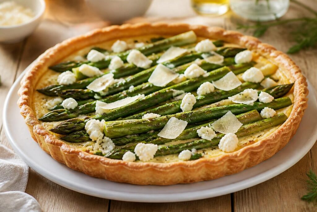 découvrez nos recettes gourmandes de tarte aux asperges vertes, délicieusement accompagnées de feta, parmesan ou chèvre, pour des repas savoureux et faciles à préparer.
