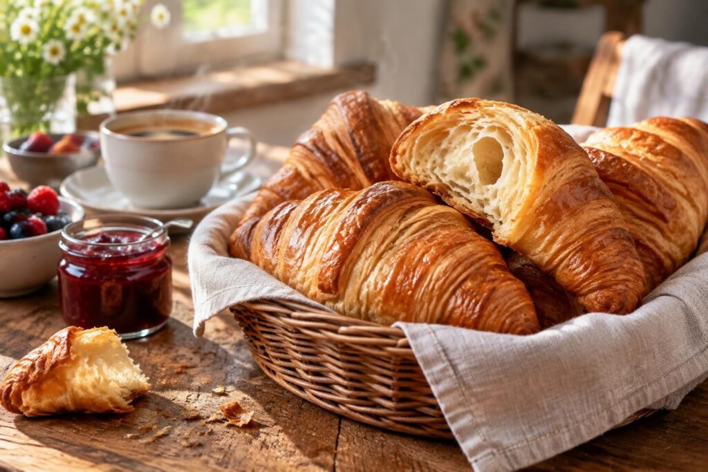 préparez facilement des croissants maison croustillants et dorés pour un petit déjeuner gourmand, avec une recette rapide et accessible.