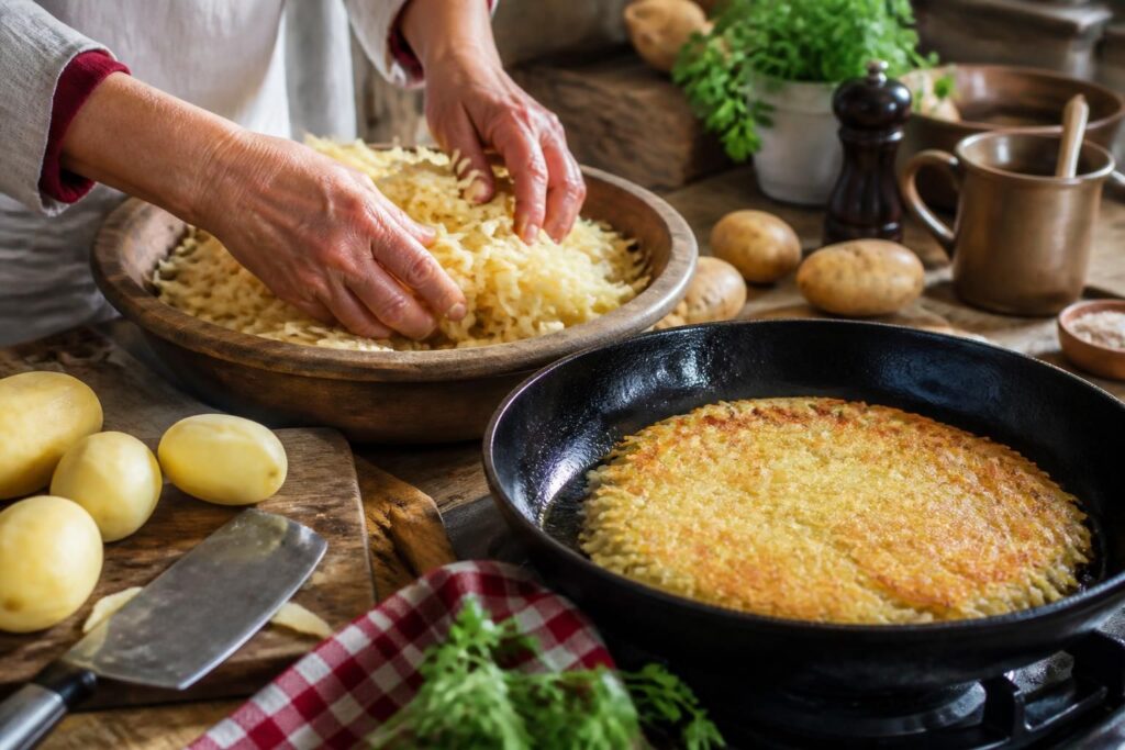 découvrez la recette traditionnelle du rösti, la spécialité suisse à base de pommes de terre croustillantes, facile à préparer chez vous pour un goût authentique.