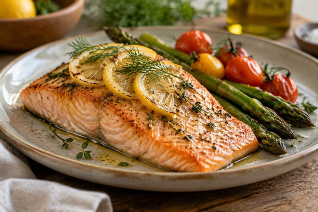 découvrez une recette facile de saumon au four, tendre et savoureuse, prête en quelques minutes pour un repas simple et gourmand.