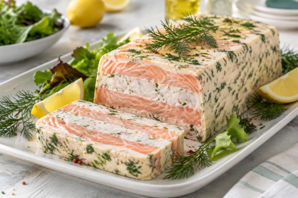 préparez facilement une terrine de saumon et de cabillaud sans cuisson, fraîche et savoureuse, idéale en entrée ou pour un repas léger.